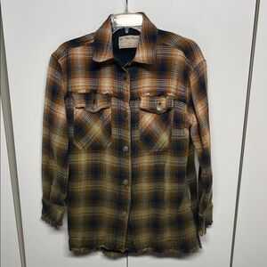 We The Free Calico Basin Plaid Buttondown Shacket Jacket